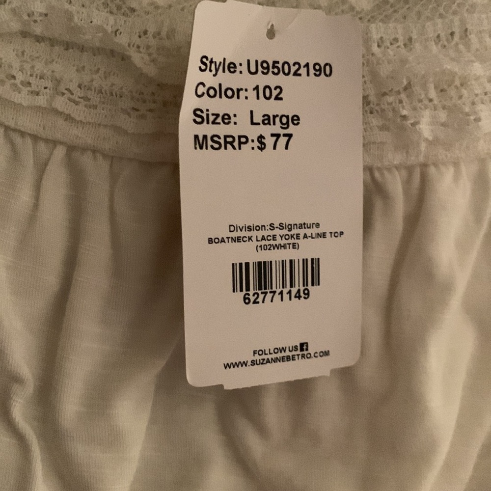 Suzanne Betro ivory white top brand new with tag lace sleeves - Picture 12 of 12